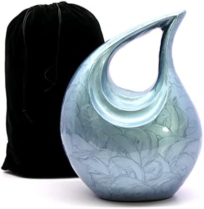 eSplanade Metal Cremation Urn - 10 Inch Grey Teardrop