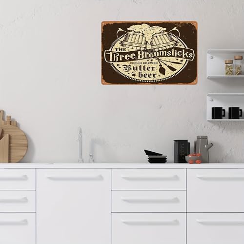 The Three Broomsticks Vintage Metal Tin Sign Durable Hanging Decor