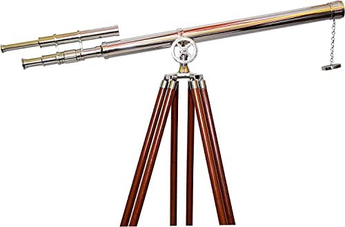 Maritime Navy Double Barrel Telescope with Black Tripod Stand