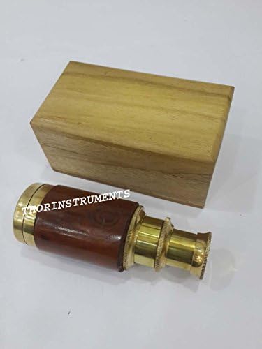 Vintage Nautical Brass Telescope with Wooden Box