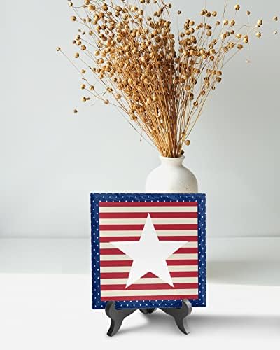 American Independence Day Desk Decor with Blue Red Stripes