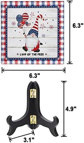Independence Day Desk Decor Wooden Stand Plaque