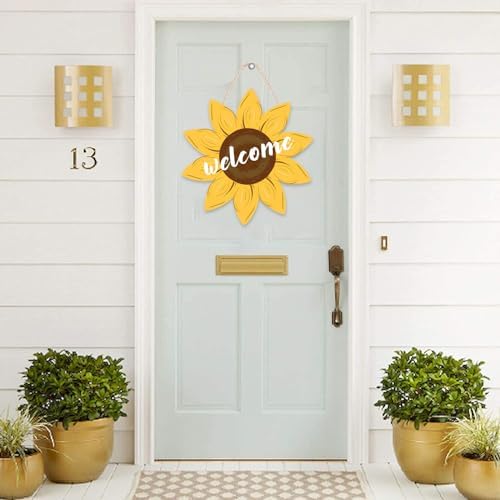 Sunflower Door Hanger Wooden Welcome Sign for Front Door Farmhouse Decor