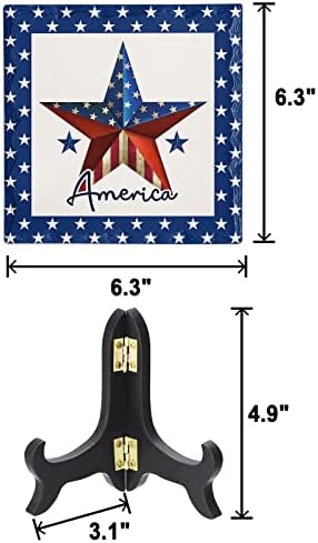 Independence Day Decorative Ceramic Table Plaque with Wooden Stand