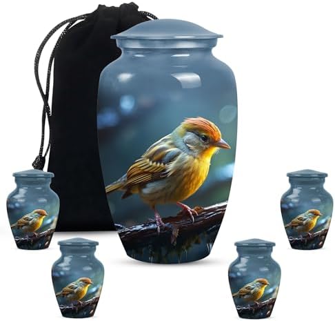 Elegant Sparrow Bird On Tree Decorative Urn Set