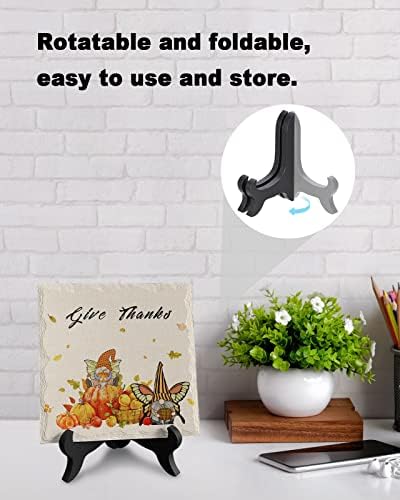 Wooden Stand Desk Decor Ceramic Plaque for Thanksgiving and Fall