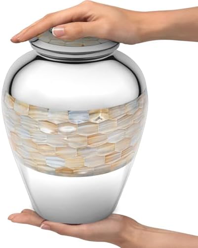 Brass Mother of Pearl Cremation Urn 9 Inches 210 lbs