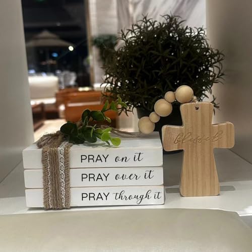 Farmhouse Mini Tiered Tray Decor with Cross
