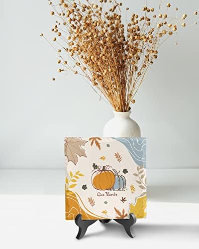 Wooden Stand Desk Decor with Ceramic Plaque 1