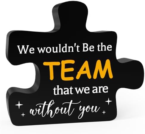 Rustic Black Acrylic Team Decor Sign Puzzle for Home Office Desk Shelf Decoration Coworker Gift