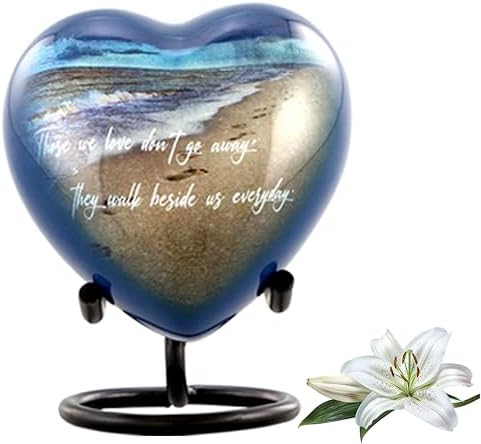 Heart-Shaped Footprints Urn for Ashes - Miniature Beach Keepsake