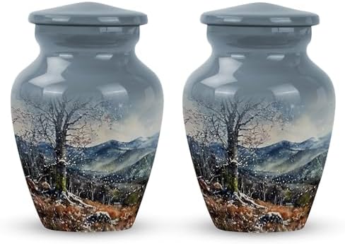 KARYLIZ 3-Inch Small Cremation Urn for Human Ashes Decorative Urns for Memorial Keepsakes 2pcs Set