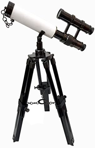 New Retro Marine Designer Double Barrel Telescope with Wooden Tripod