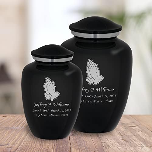 Homage Medium Custom Engraved Praying Hands Cremation Urn - Graphite Grey