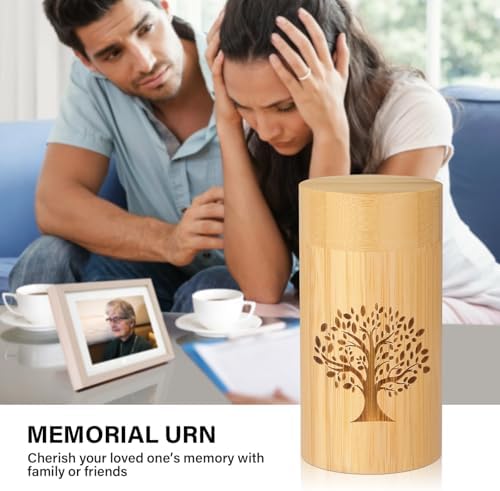 Elegant Bamboo Urn with Tree of Life Pattern Set of 2