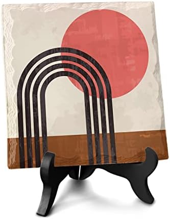 Wooden Stand Desk Plaque with Ceramic Design 1