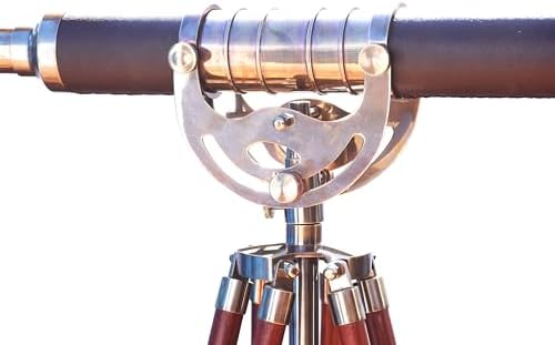 FOR MY SON Antique Brass Telescope with Wooden Stand