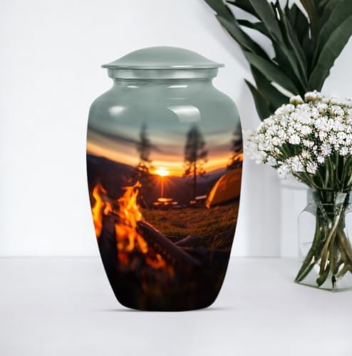Elegant Sunset Gray Urn Set 2-Piece Cremation Memorial Urns