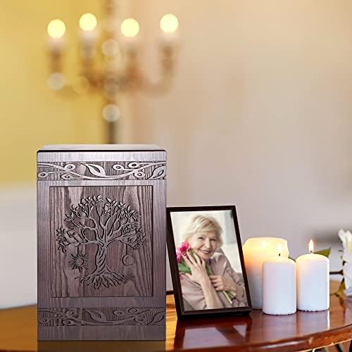 Tree of Life Wooden Cremation Urn for Human Ashes 222 Cubic Inch Capacity