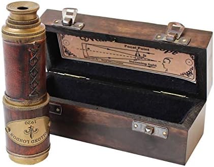 Nautical Vintage Brass Telescope with Leather Accents