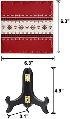 Red Christmas Snowflake Ceramic Desk Sign with Wooden Stand