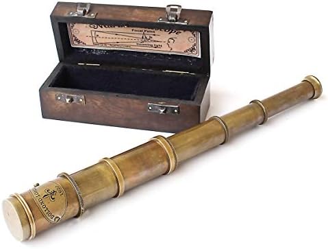 Antique Brass 18 Telescope with Wooden Box Nautical Decor Gift
