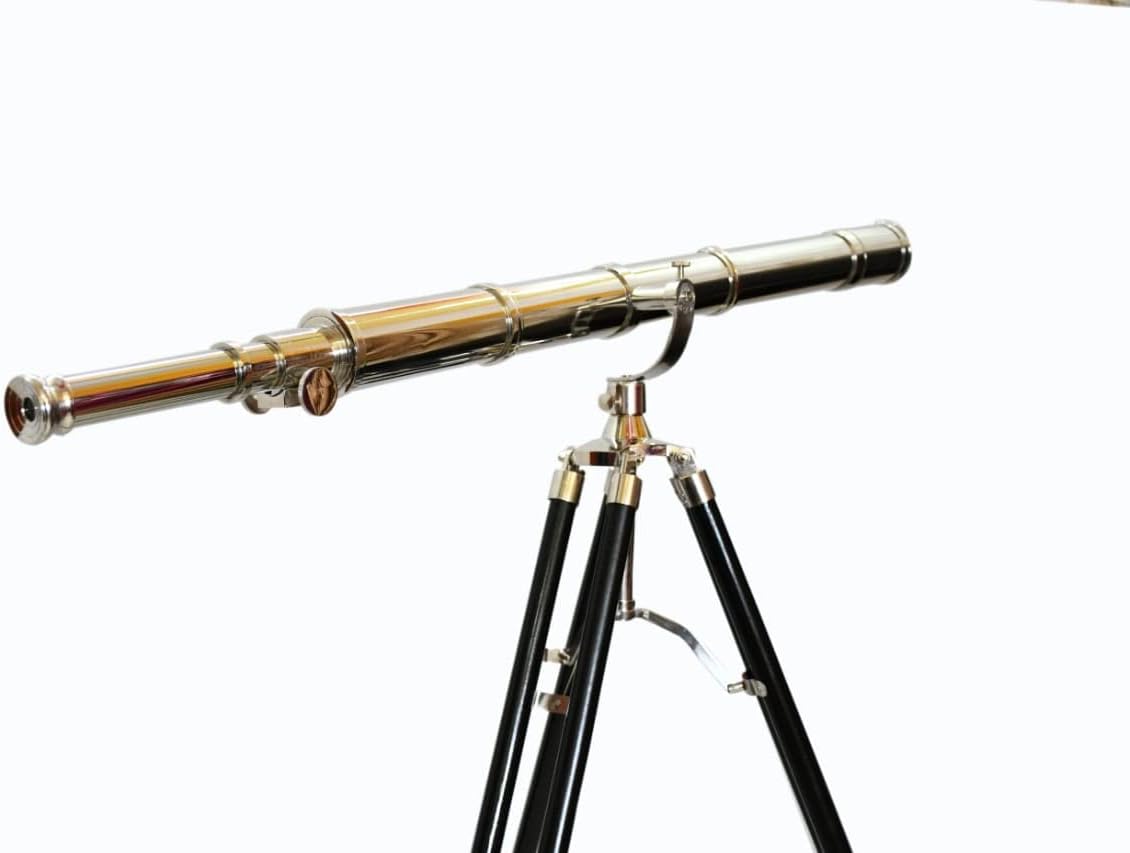 Vintage Single Barrel Brass Telescope on Tripod Stand