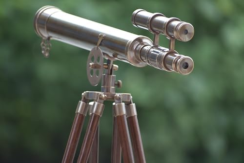 Antique Brass Telescope Floor Standing Spyglass with Adjustable Tripod