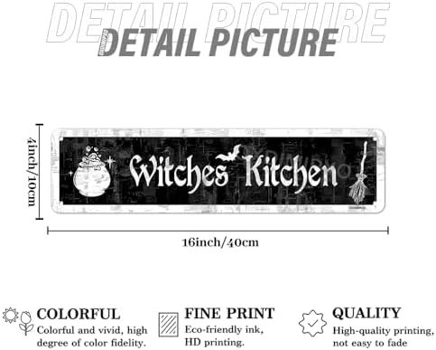 Halloween Witches Kitchen Decor Metal Plaque 4x16 Inches Black