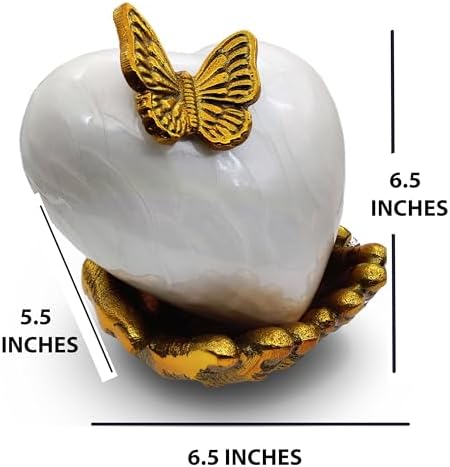 5MOONSUN5 White Gold Heart Keepsake Urn - Large Heart Cremation Urn with Hand Shape Stand