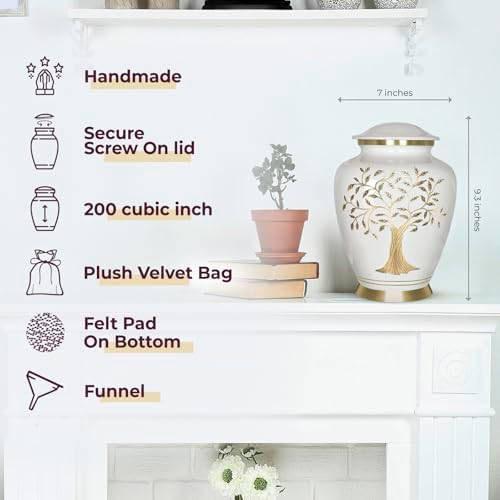 Trupoint Memorials Cremation Urn Tree of Life Large White
