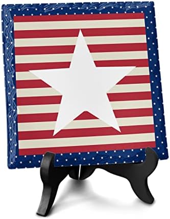 American Independence Day Desk Decor with Blue Red Stripes