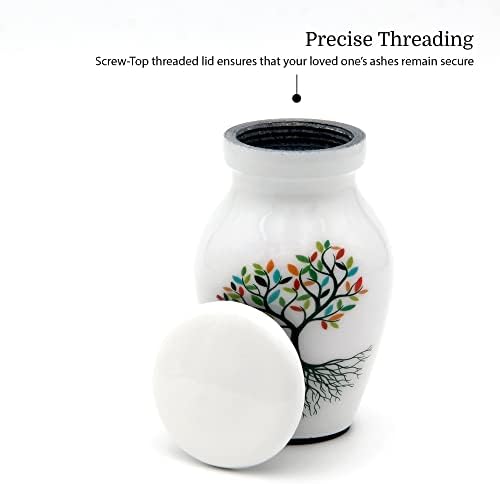 White Small Urn for Human Ashes - Set of 4 Decorative Urns