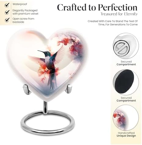 Humming Bird Urn Set of 4 - Gray Cremation Urns for Human and Pet Ashes