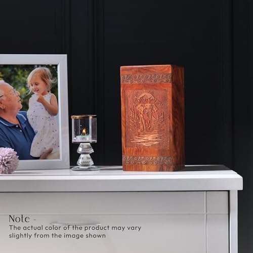 JAGASY Elephant Urn - 1125 Inch Wooden Cremation Urn