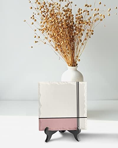 Farmhouse Pink Ceramic Desk Decor with Wooden Stand