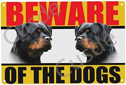 Cusde Warning Sign Beware of the Dogs Metal Tin Sign