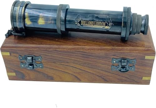 Antique Brass Telescope with Wooden Box for Home Decor