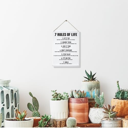 7 Rules of Life Acrylic Wall Sign Inspirational Decor for Home Office