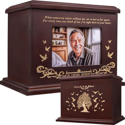 Cremation Urns for Human Ashes Walnut Wooden Urn with Picture Frame