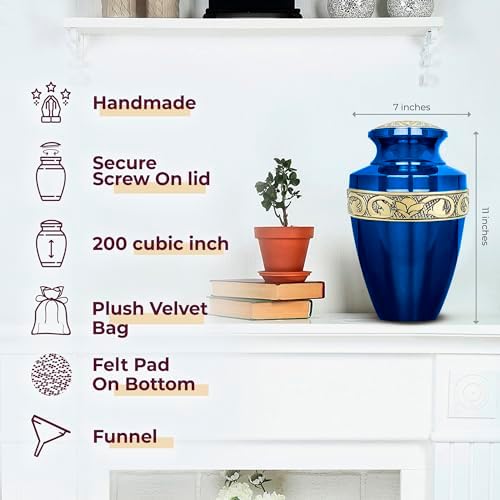 Trupoint Memorials Large Grecian Blue and Gold Cremation Urn
