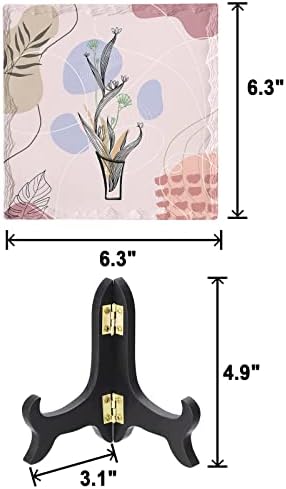Modern Floral Leaf Ceramic Desk Decor with Wooden Stand