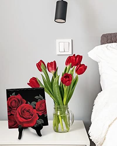 Close-Up Rose Desk Decorative Plaque with Stand