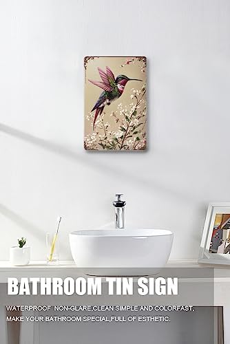 Zomyto Hummingbird Tin Sign - Vintage Floral Decor