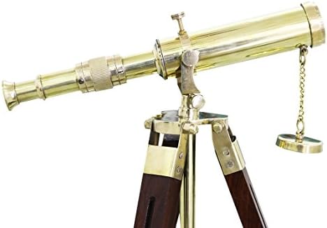 Vintage Brass Telescope Nautical Stand Wooden Tripod