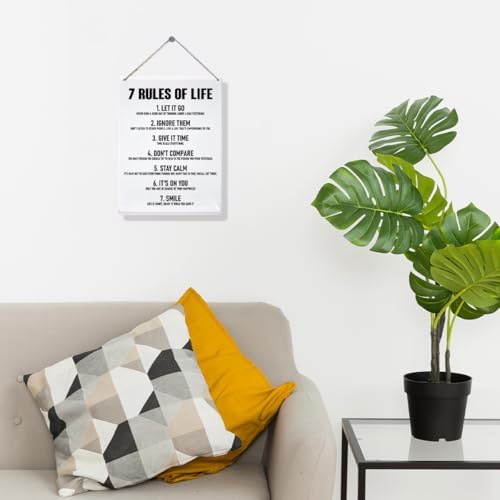 7 Rules of Life Acrylic Wall Sign Inspirational Decor for Home Office