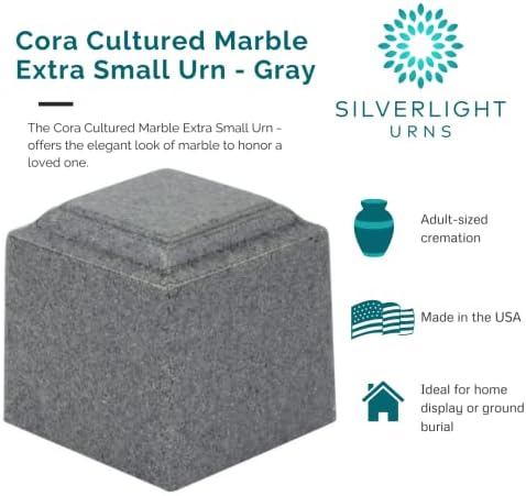 Cora Gray Cultured Marble Extra Small Urn for Human Ashes