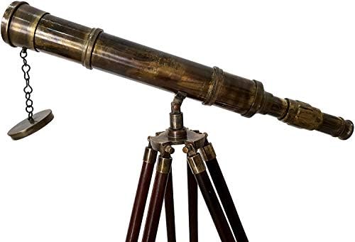 Antique Finish Nautical Telescope with Wooden Stand