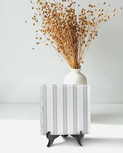 Desk Decor with Wooden Stand and Ceramic Plaque