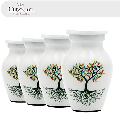 White Small Urn for Human Ashes - Set of 4 Decorative Urns